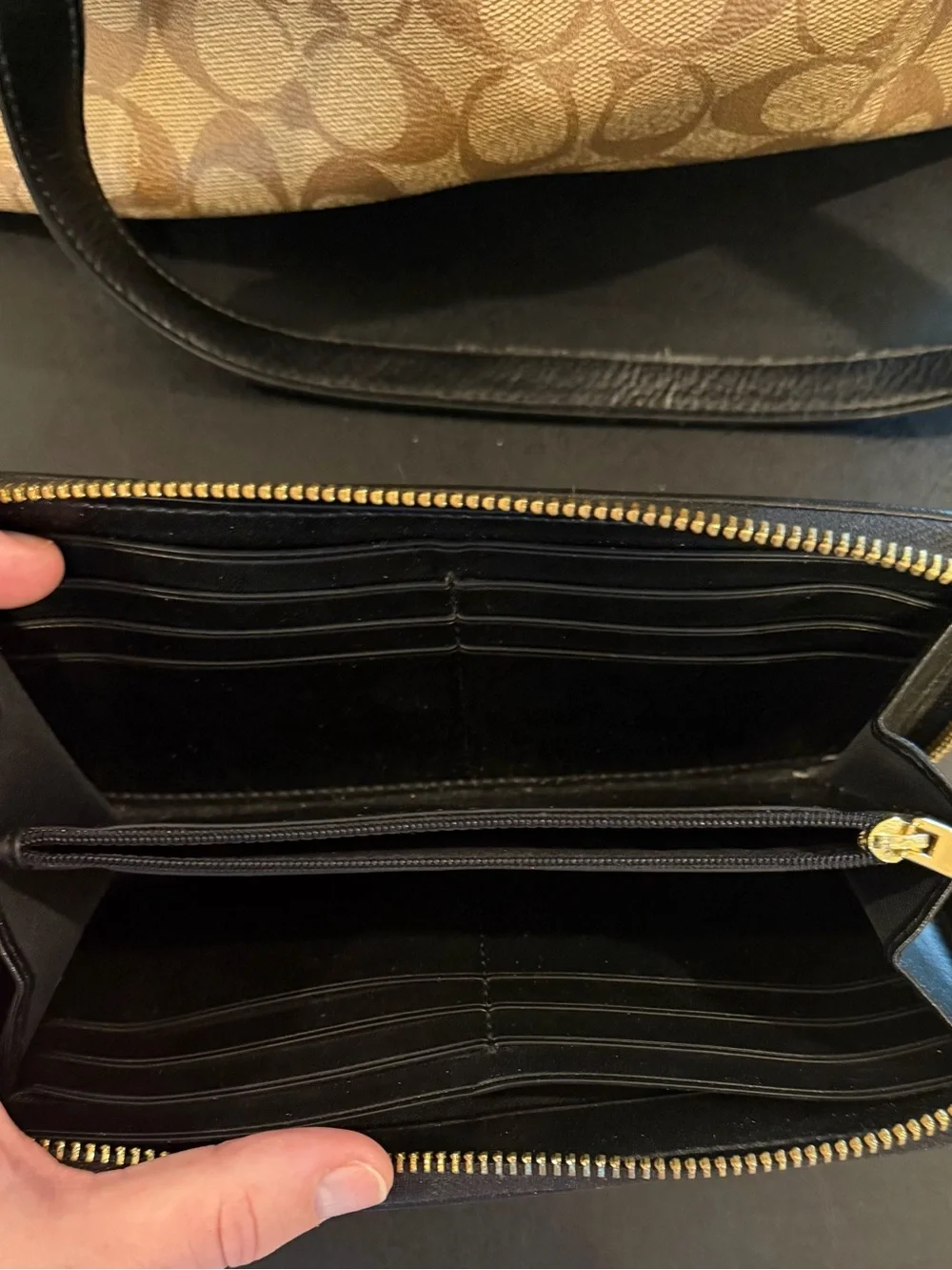 Coach Brown Signature Canvas Tote with Matching Wallet